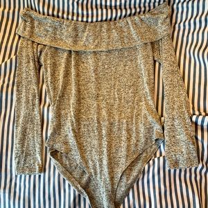 Charlotte Russe Off The Shoulder Gray Bodysuit